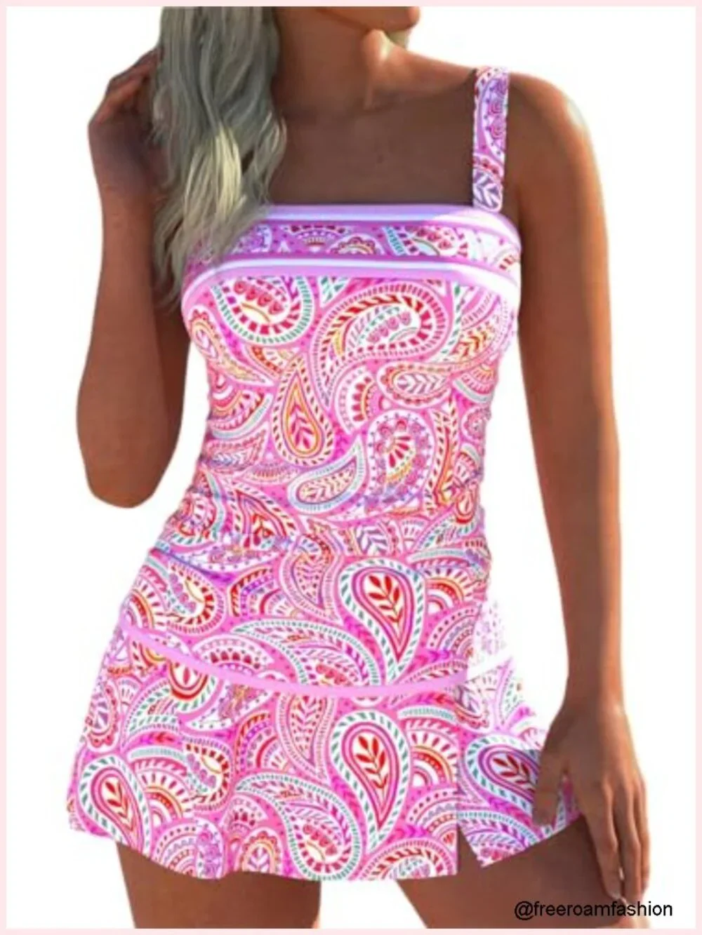 Women's Ruched Tankini Swimsuit 2 Piece Tummy Control Adjustable Straps